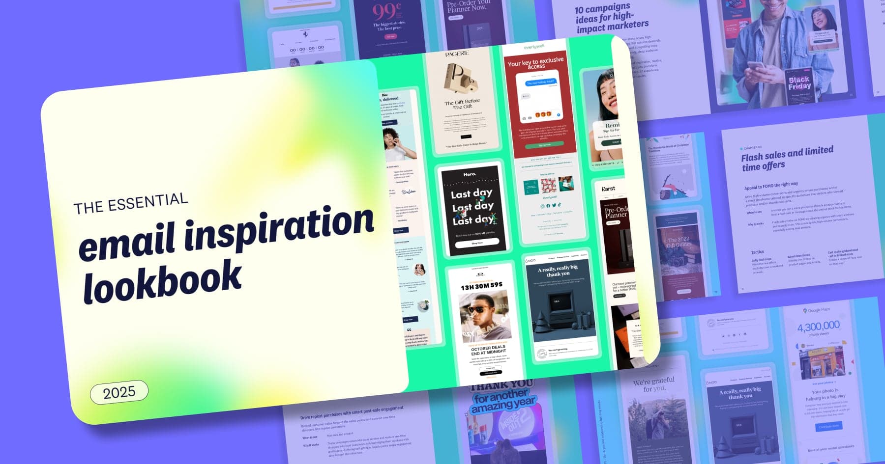 Colorful email inspiration lookbook showcasing diverse email designs for effective campaigns in 2025.