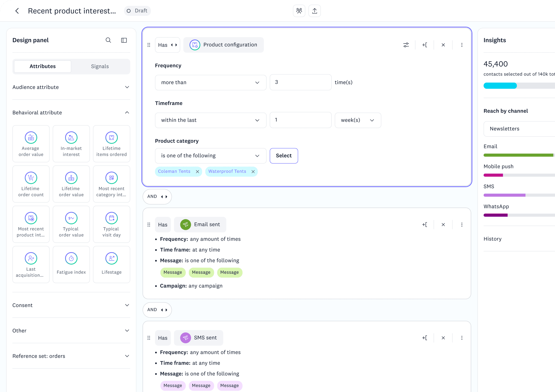 Drag-and-drop audience segmentation builder