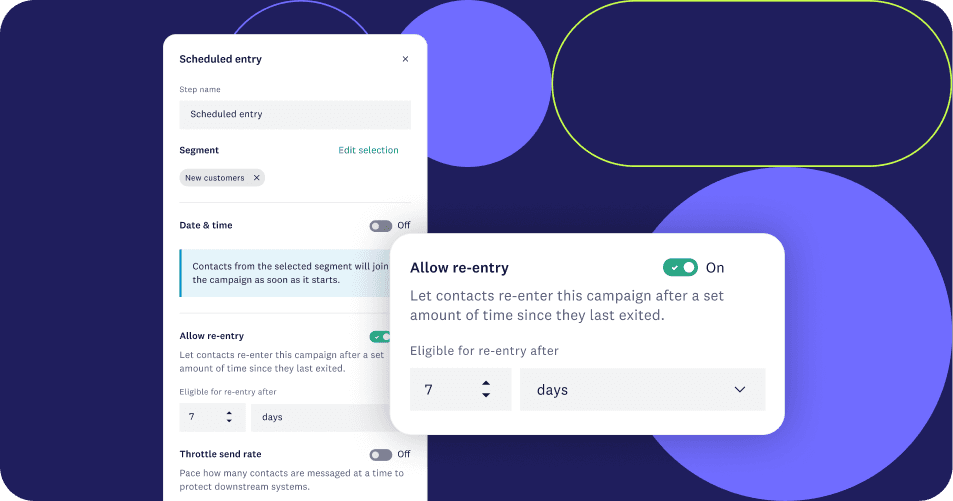 Enabling campaign re-entry for new customers with a 7-day eligibility window in the scheduled entry settings