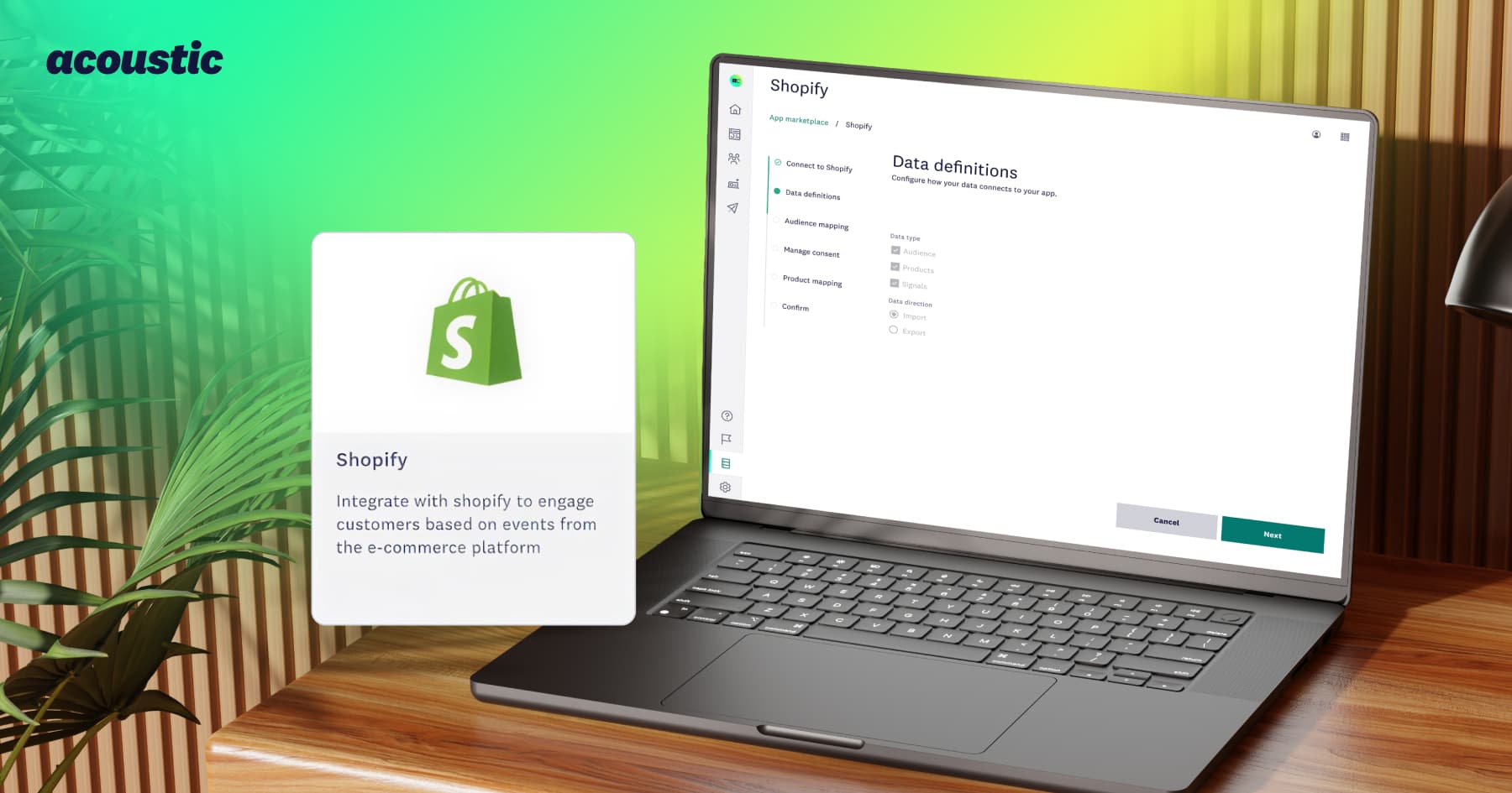 Shopify integration setup in Acoustic Connect for syncing e-commerce customer data.