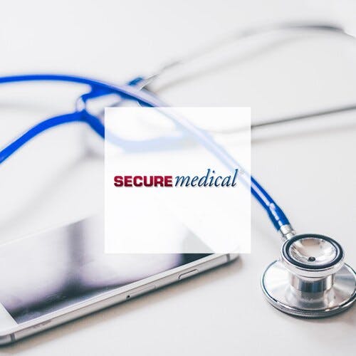 Secure Medical logo over an image of a phone and stethoscope.