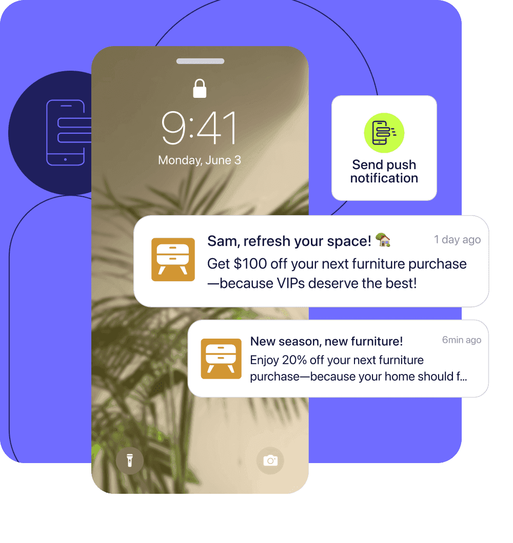 Phone lock screen showing personalized push notifications from a retailer