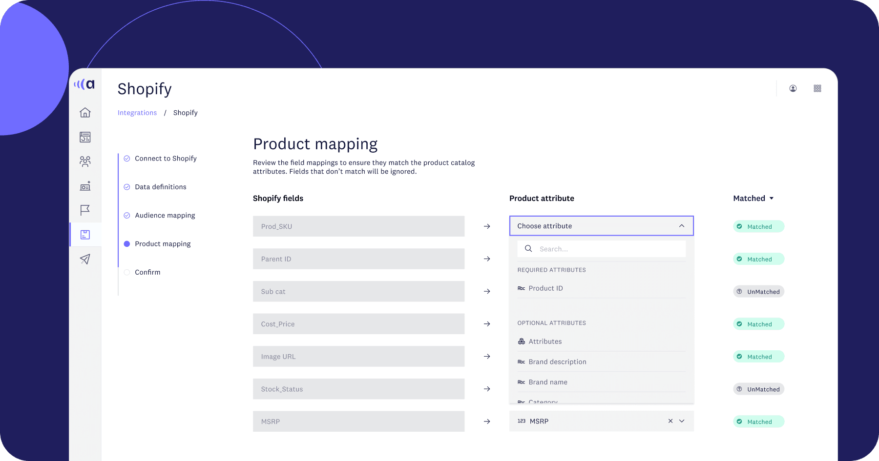 Shopify integration product mapping - Acoustic