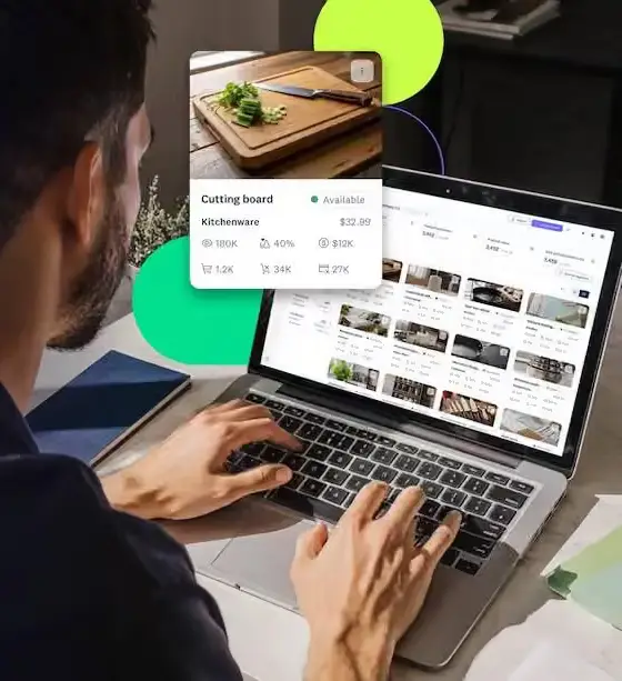 Product performance dashboard tracking browsing, cart, and purchase activity