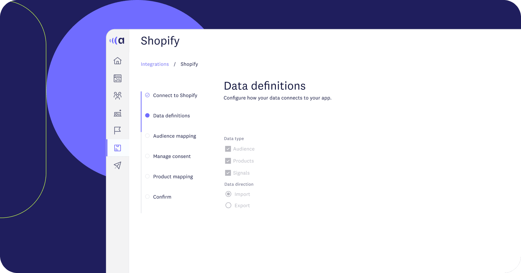 Shopify integration data definitions set up - Acoustic