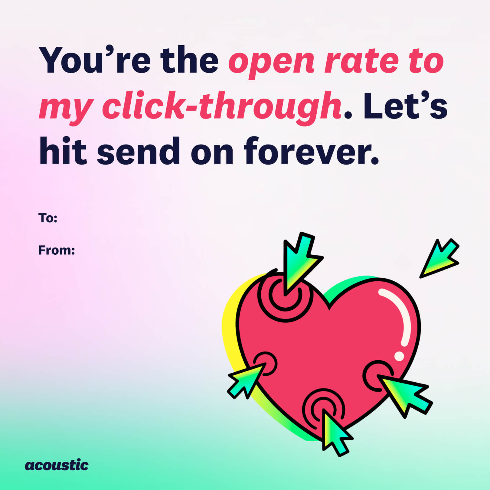 8. Graphic image featuring a pink heart pierced by arrows with the text "You