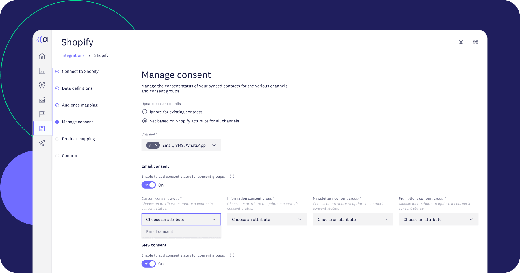 Shopify integration consent management dashboard - Acoustic